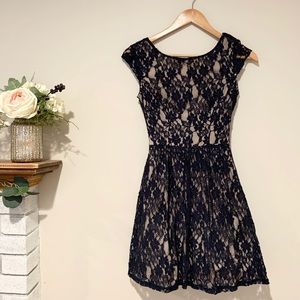 Navy Lace dress, open back
